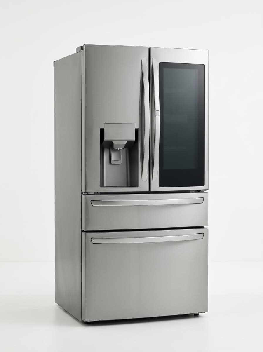 LG LRMVS3006S InstaView refrigerator being scanned by AI